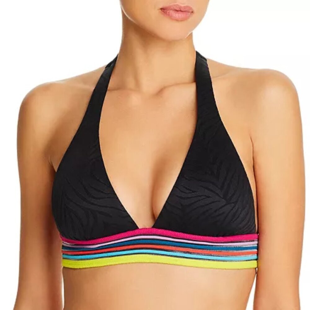 NWT Trina Turk Textured Zebra Halter Bikini Top 10